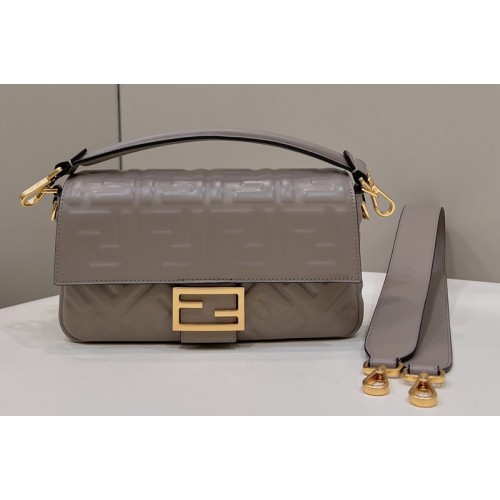 Fendi 8BR600 Baguette medium bag in Grey nappa leather bag