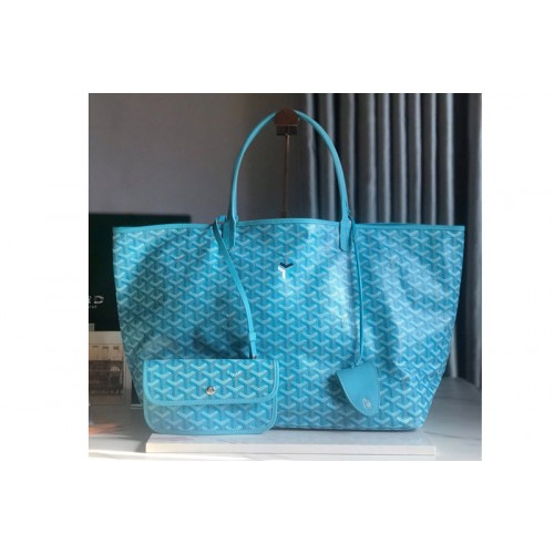 Goyard Saint Louis GM bag in Blue Goyardine Canvas & Chevroches Calfskin