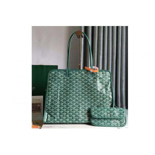 Goyard Hardy PM bag in Green Goyardine Canvas and Decize Taurillon Leather