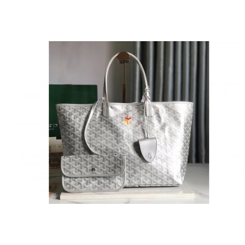 Goyard Saint Louis PM bag in Gray Goyardine Canvas and Chevroches Calfskin Goyard Saint Louis PM bag in Gray Goyardine Canvas and Chevroches Calfskin