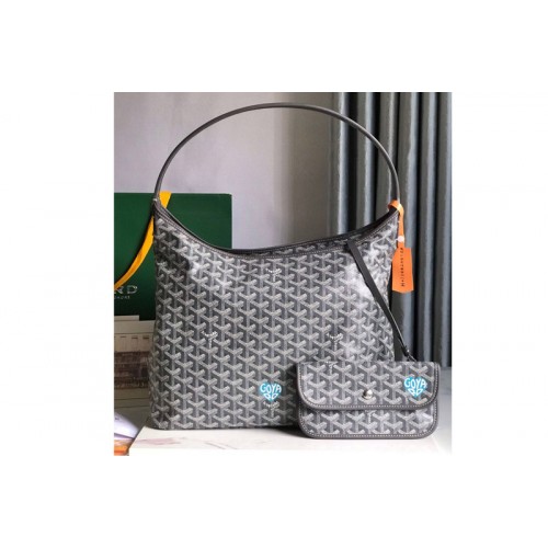 Goyard Boheme Hobo bag in Gray Goyardine Canvas and Chevroches Calfskin Goyard Boheme Hobo bag in Gray Goyardine Canvas and Chevroches Calfskin