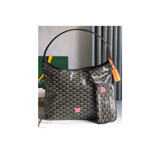 Goyard Boheme Hobo bag in Black Goyardine Canvas and Chevroches Calfskin
