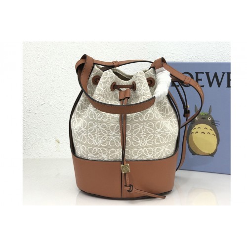 Loewe Balloon bag in Ecru Tan Anagram jacquard and calfskin