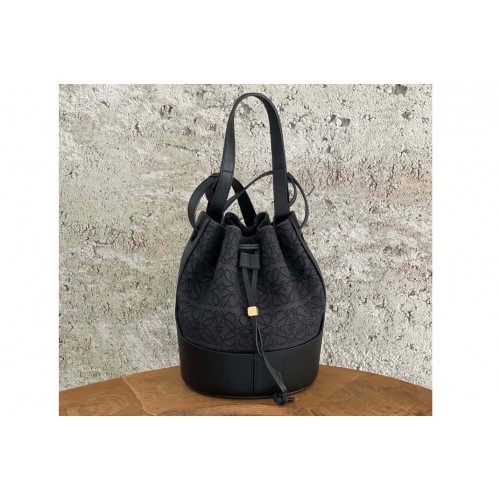 Loewe Small Balloon bag in Black Black Anagram jacquard and calfskin