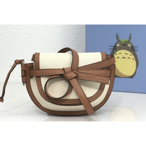 Loewe Mini Gate Dual bag in Ecru Tan canvas and calfskin