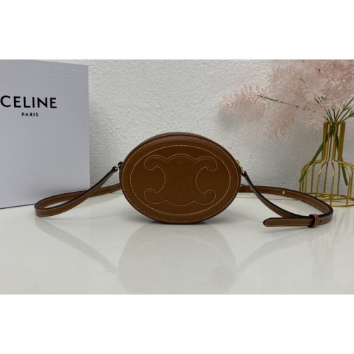 Celine 10I703 CROSSBODY OVAL PURSE IN Tan SMOOTH CALFSKIN