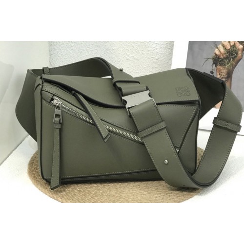 Loewe Small Puzzle Bumbag in Khaki Green classic calfskin