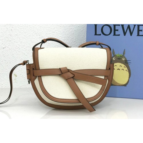 Loewe Small Gate bag in Ecru Tan canvas and calfskin