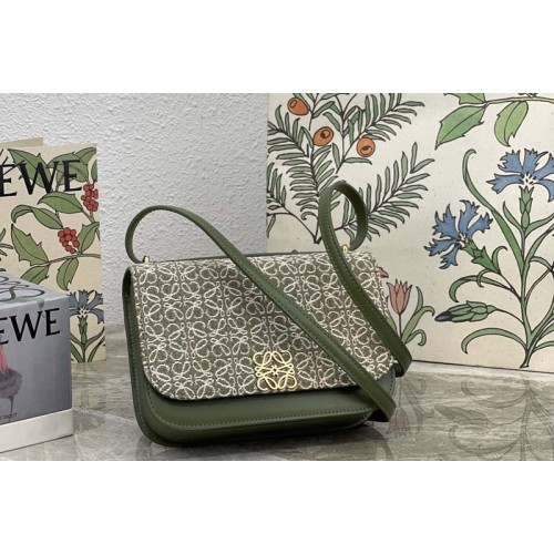 Loewe Small Goya bag in Green Anagram jacquard and calfskin Loewe Small Goya bag in Green Anagram jacquard and calfskin