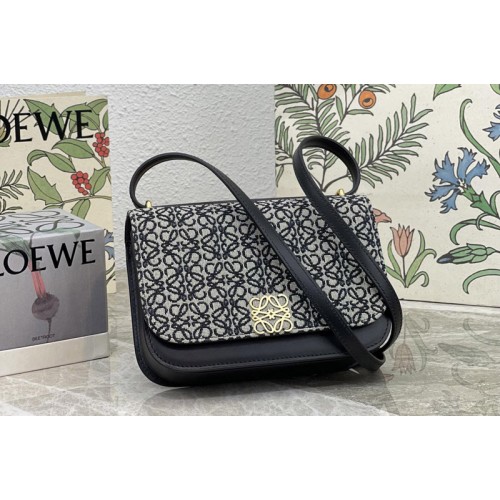 Loewe Small Goya bag in Navy Black Anagram jacquard and calfskin