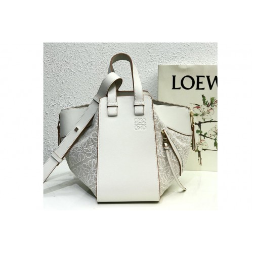 Loewe Small Hammock bag in Ecru Soft White Anagram jacquard and calfskin Loewe Small Hammock bag in Ecru Soft White Anagram jacquard and calfskin