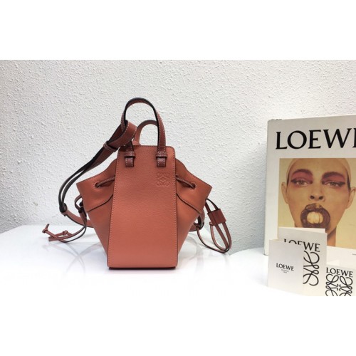 Loewe Mini Hammock Drawstring bag in Brown soft grained calfskin