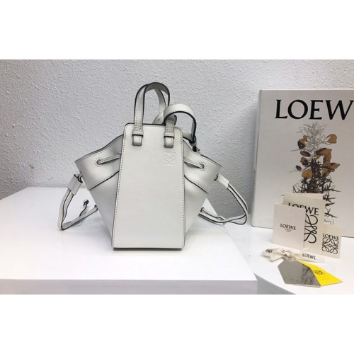 Loewe Mini Hammock Drawstring bag in White soft grained calfskin