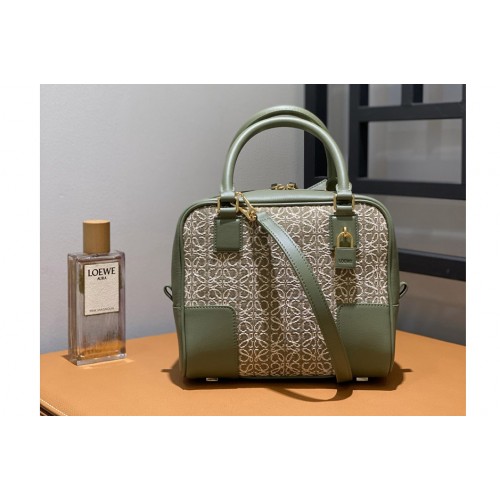 Loewe Amazona 19 square bag in Green Avocado Green Anagram jacquard and calfskin