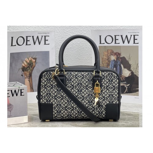 Loewe Amazona 23 Bag in Navy Black Anagram jacquard and calfskin Loewe Amazona 23 Bag in Navy Black Anagram jacquard and calfskin