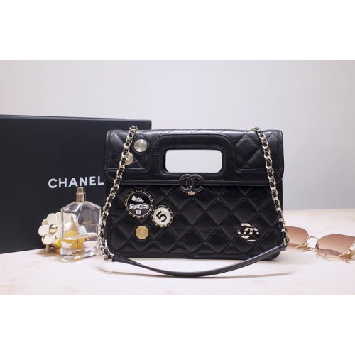 Chanel AS1430 Flap Bag in Black Aged Calfskin