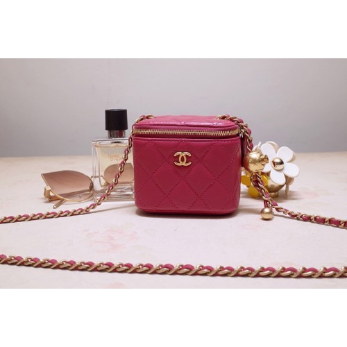 Chanel AP1447 Small Classic Box with Chain in Red Lambskin