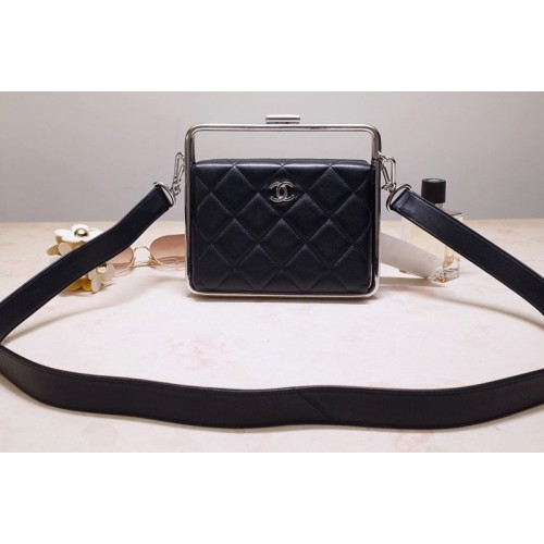 Chanel AS1732 Clutch in Black Lambskin Leather