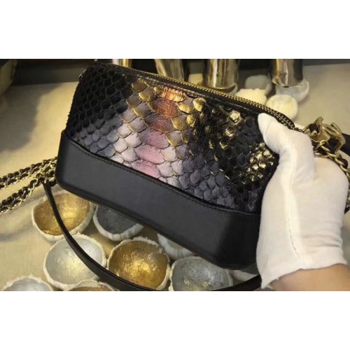 Chanel Gabrielle Original Python Leather Shoulder Bag 17817 Black Chanel Gabrielle Original Python Leather Shoulder Bag 17817 Black