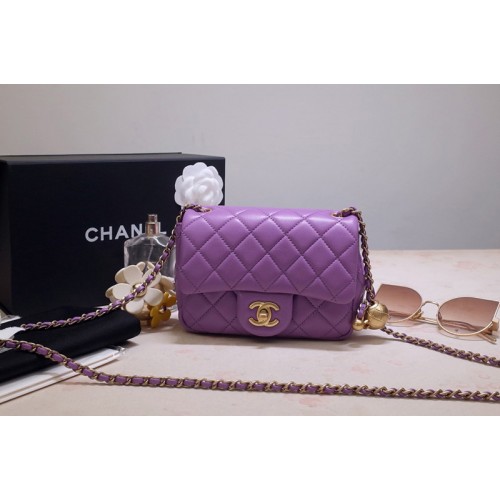 Chanel AS1786 Flap Bag in Purple Lambskin Leather
