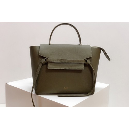 Celine Micro Belt Bag in Green Grained Calfskin Leather Celine Micro Belt Bag in Green Grained Calfskin Leather