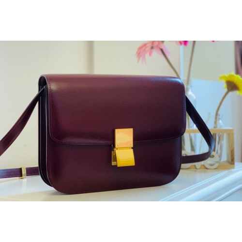 Celine Medium Classic Bag in Burgundy box calfskin Leather Celine Medium Classic Bag in Burgundy box calfskin Leather