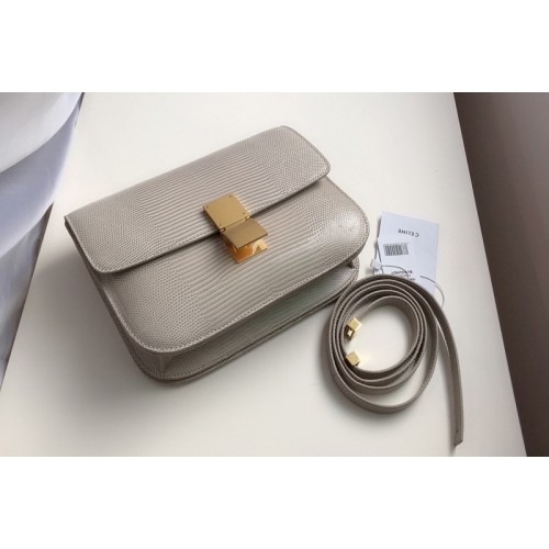 Celine medium classic bag in Gray lizard Leather