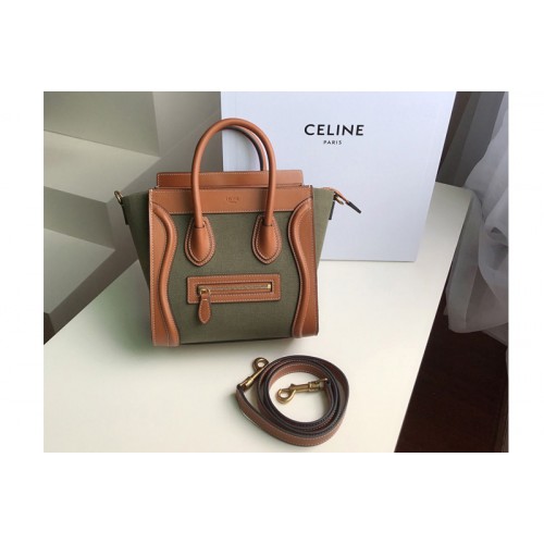 Celine NANO LUGGAGE BAG IN TEXTILE AND NATURAL CALFSKIN