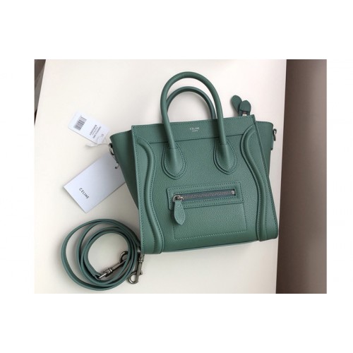 Celine Nano Luggage Bag in Celadon Drummed Calfskin Leather