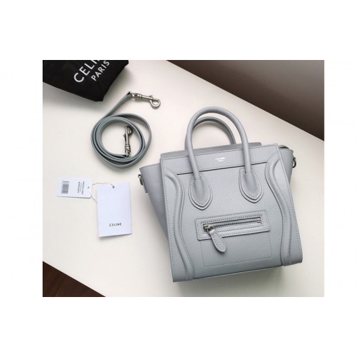 Celine Nano Luggage Bag in Gray Drummed Calfskin Leather