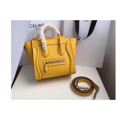 Celine Nano Luggage Bag in Yellow Drummed Calfskin Leather