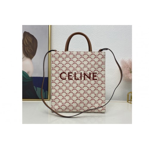 Celine SMALL CABAS VERTICAL IN TRIOMPHE CANVAS AND CALFSKIN Red Celine SMALL CABAS VERTICAL IN TRIOMPHE CANVAS AND CALFSKIN Red