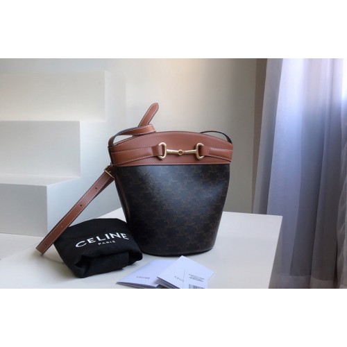 Celine bucket crecy bag in triomphe canvas and Tan calfskin Celine bucket crecy bag in triomphe canvas and Tan calfskin
