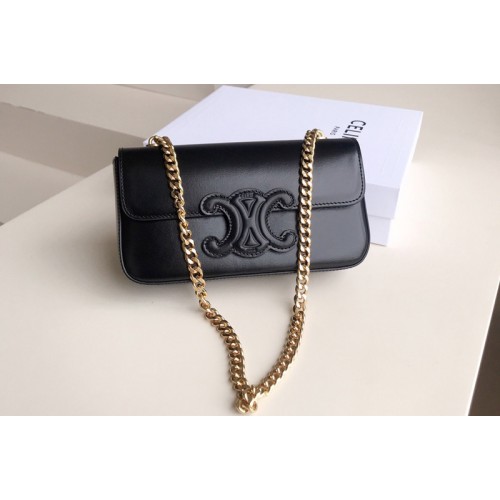 Celine CHAIN SHOULDER BAG CUIR TRIOMPHE IN BLACK SHINY CALFSKIN Celine CHAIN SHOULDER BAG CUIR TRIOMPHE IN BLACK SHINY CALFSKIN