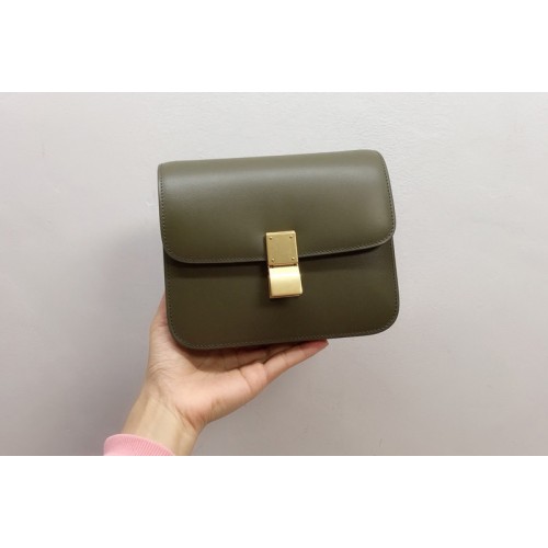 Celine TEEN CLASSIC BAG IN Khaki Green BOX CALFSKIN Celine TEEN CLASSIC BAG IN Khaki Green BOX CALFSKIN