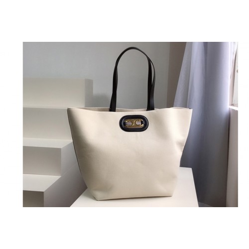 Celine cabas maillon triomphe Bag in White textile and calfskin Celine cabas maillon triomphe Bag in White textile and calfskin