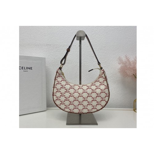 Celine AVA BAG IN TRIOMPHE CANVAS AND CALFSKIN Red