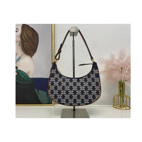 Celine AVA BAG IN NAVY BLUE TEXTILE WITH TRIOMPHE EMBROIDERY Celine AVA BAG IN NAVY BLUE TEXTILE WITH TRIOMPHE EMBROIDERY