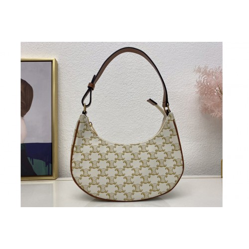 Celine ava bag in White triomphe canvas and calfskin