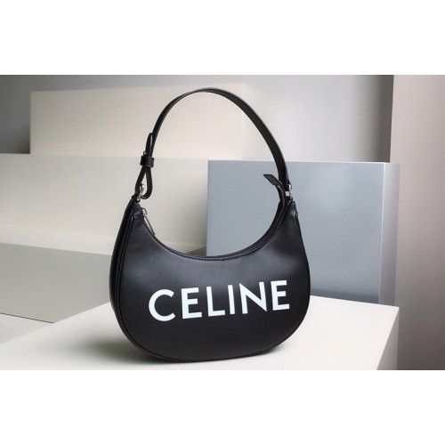 Celine Ava Bag in Black smooth calfskin with celine print