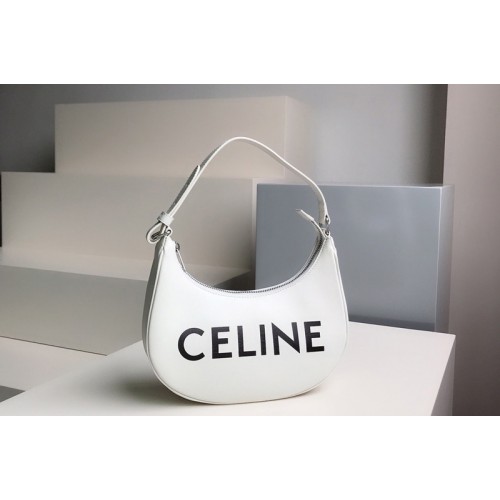 Celine Ava Bag in White smooth calfskin with celine print