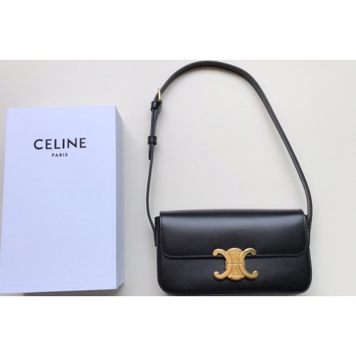 Celine triomphe shoulder bag in Black shiny calfskin Leather Celine triomphe shoulder bag in Black shiny calfskin Leather