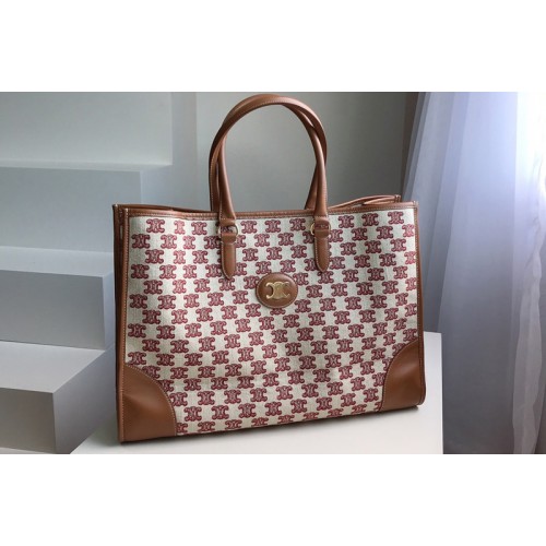 Celine horizontal cabas Bag in textile with triomphe embroidery Red Celine horizontal cabas Bag in textile with triomphe embroidery Red