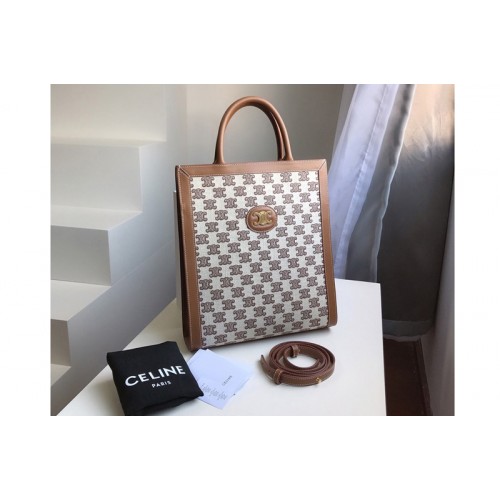 Celine small cabas vertical Bag in textile with triomphe embroidery Brown Celine small cabas vertical Bag in textile with triomphe embroidery Brown