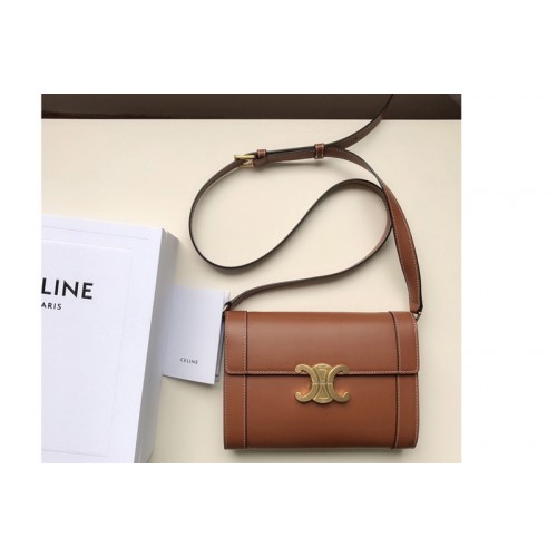 Celine Strap bag triomphe in Tan natural calfskin