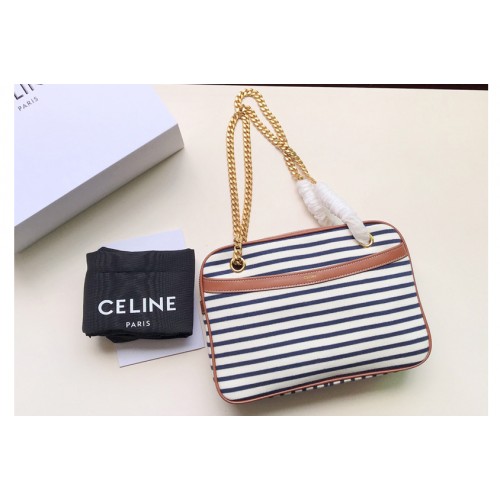 Celine medium patapans bag in Navy Tan Striped textile Celine medium patapans bag in Navy Tan Striped textile