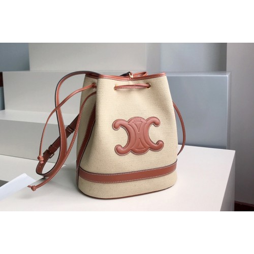 Celine Seau Marin bag in Textile and Calfskin & 8211  Natural   Tan