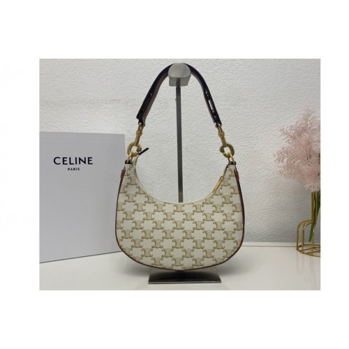 Celine AVA BAG IN TRIOMPHE CANVAS AND CALFSKIN White