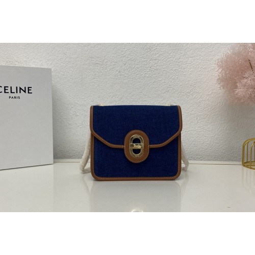 Celine CLUTCH SULKY IN DENIM AND CALFSKIN NAVY   TAN