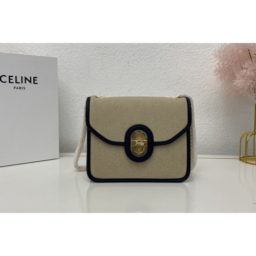 Celine CLUTCH SULKY IN VANILLA NAVY TEXTILE AND CALFSKIN